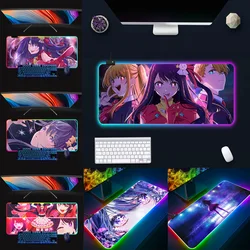 Oshi No Ko RGB Pc Gamer Keyboard Mouse Pad Mousepad LED Glowing Mouse Mats Rubber Gaming Computer Mausepad