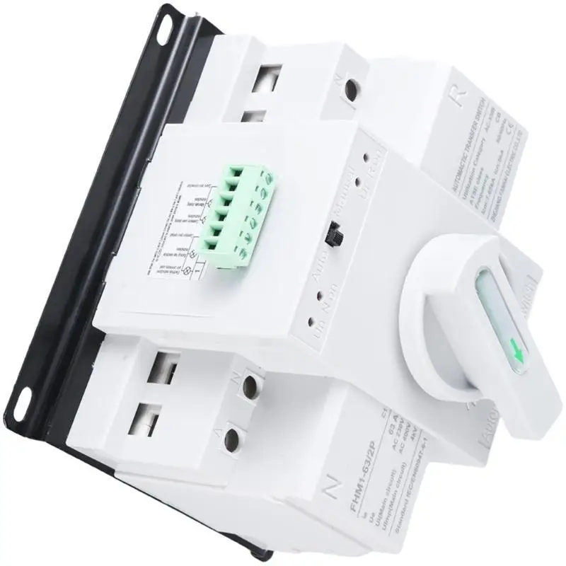 652F Industrial 2P 63A 220V/110V Automatic Transfer Switches Manual Circuit Breaking Auto Transfer Switches with Manual Control