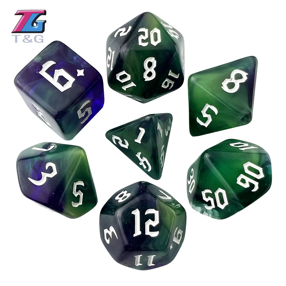 DND Polyhedral Dice for Role Playing, D4, D6, D8, D10, D12, D20, 4 Colors, D & D, RPG Board Game, Gift, 7Pcs per Set