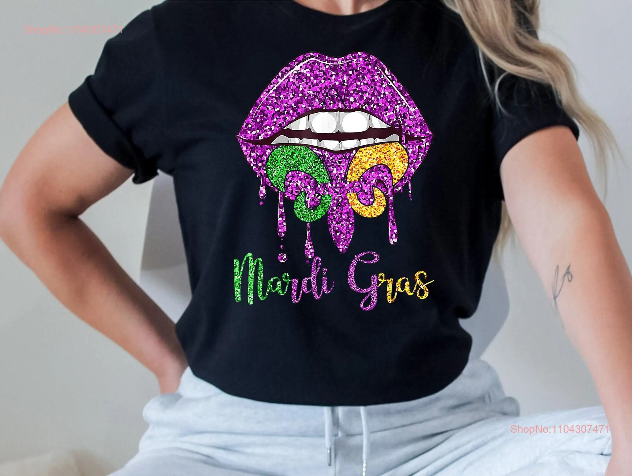 Mardi Gras Lips T Shirt Woman Crawfish Season New Orleans Festival Fat Tuesday  long or short sleeves