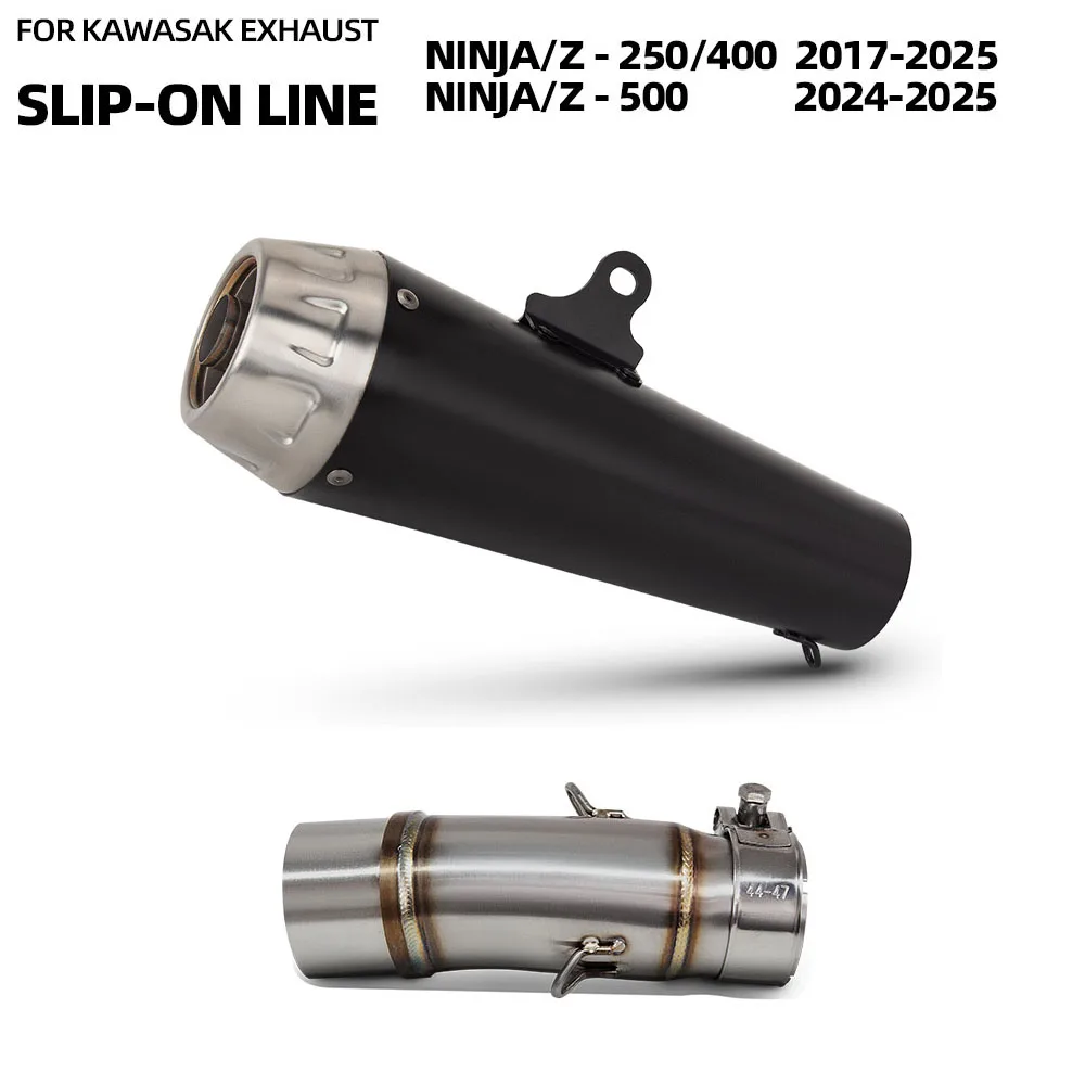 

Z250 Exhaust muffler with DB Killer For Kawasaki Ninja 250/400/500 Z250 Z400 Z500 2017-2026 Motorcycle Exhaust middle link pipe