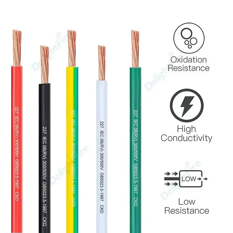 Single Core Electrical Wire 14 16 18 20 22 AWG Flexible Copper Hard Wire Home Improvement Household DIY Equipment Electric Cable