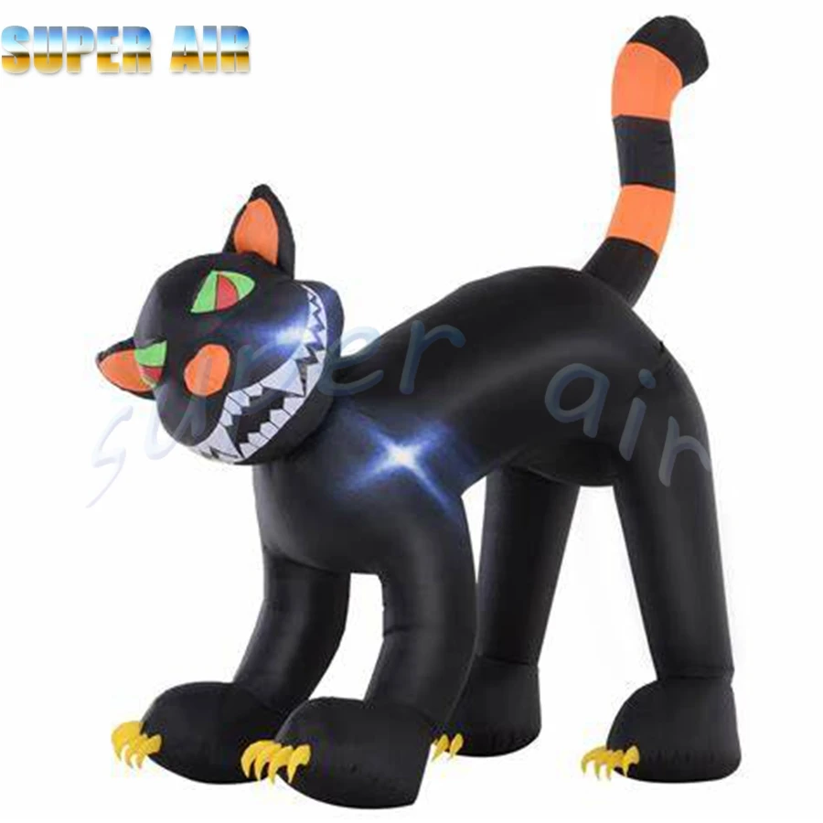 Special Halloween cartoon animal custom fearful inflatable Halloween black cat for sale