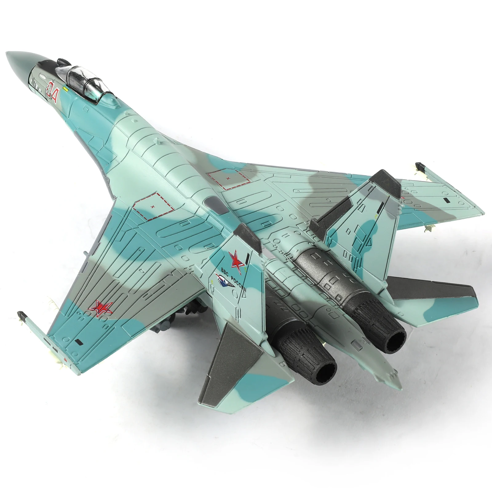 Su-35 blue camouflage fighter jet model 1:100 die-cast metal military aircraft aircraft collection gift