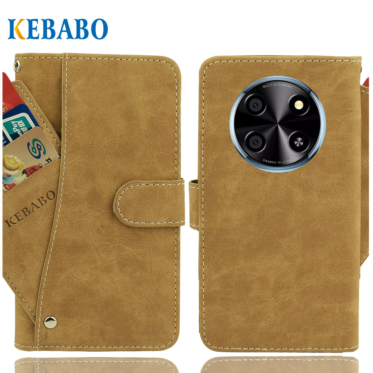 Vintage Leather Wallet Blackview Oscal Tiger 8 Case 6.88" Luxury Card Slots Slip-resistant Cover Phone Protective Cases Bags