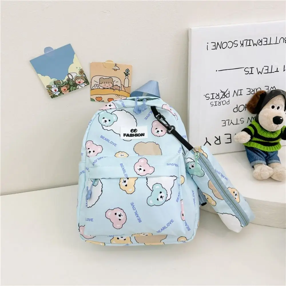 Mochila de oso con letras a la moda para niños, bolso escolar de nailon de gran capacidad para estudiantes, bolso de libros, bolso de hombro de dibujos animados para exteriores