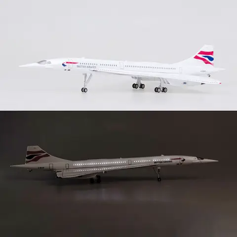 50CM 1/125 Skala Flygplan Concorde Air British Airways Flygbolag Flygplan Resin Flygplan med Ljus Landningsställ Modellleksak 10 best sales konkorde - №8