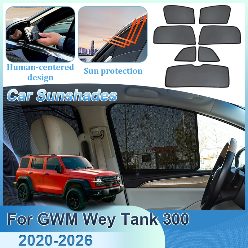 

Магнитная сетка на окно автомобиля для GWM Wey Tank 300 2020-2026 2022 2024 Защитный солнцезащитный козырек-шторка, аксессуары для авто