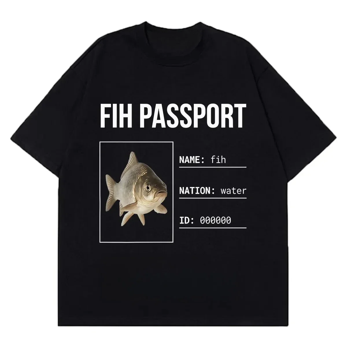 Fih Fish Stupid Funn T-shirt Men Women Fashion T-shirt Summer Short-sleeved Loose Casual Hip-hop Oversized T-shirts Tops