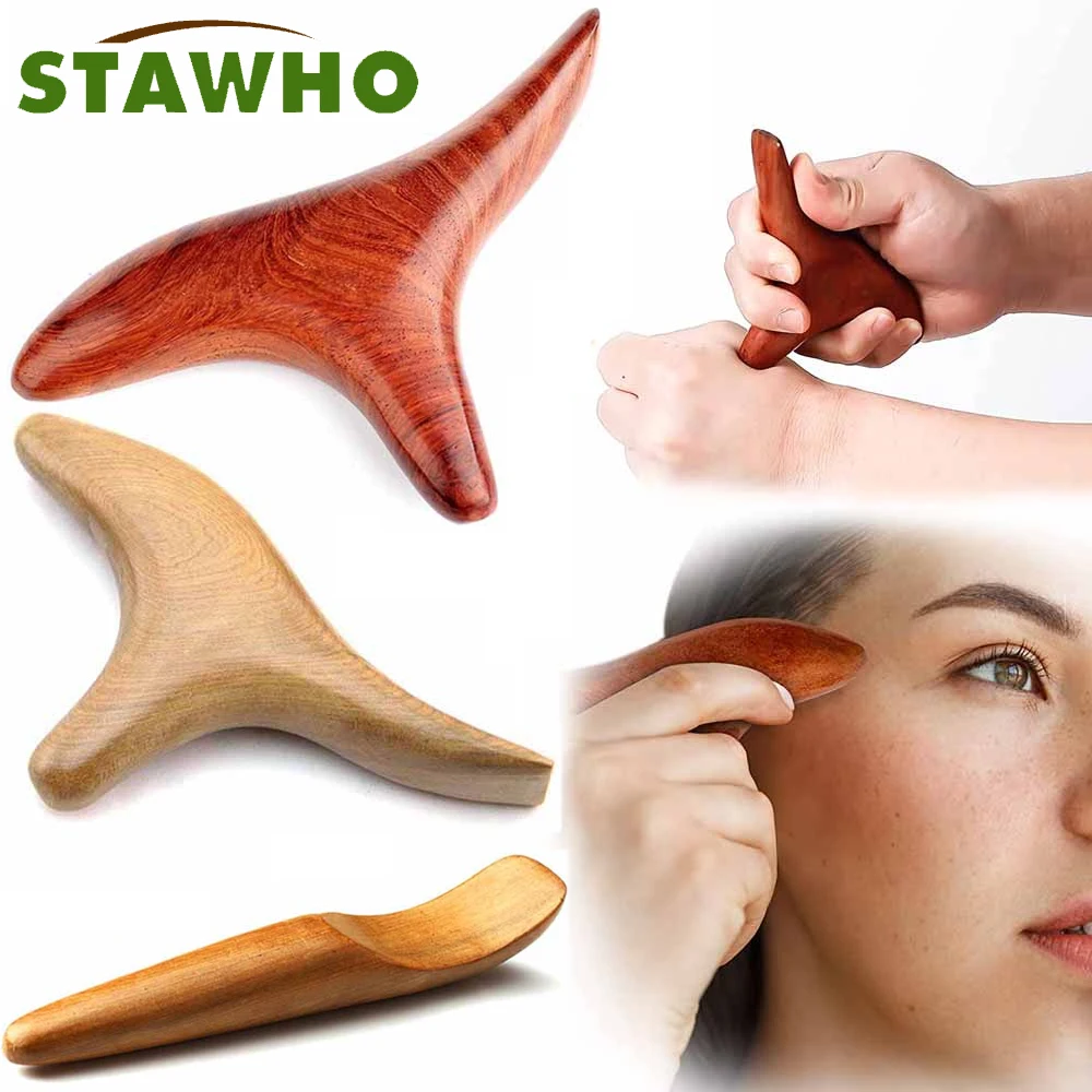 

Wood Trigger Point Massage Gua Sha Tools,Professional Lymphatic Drainage Tools,Wood Therapy Massage for Back, Legs,Hands&Face