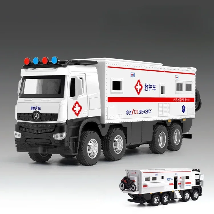 1/24 Schaal Nomadisme Brandweerwagen Ambulance Auto Model Speelgoed Legering Diecast Geluid Licht Trek Touring Auto Voertuig voor Jongens Geschenken