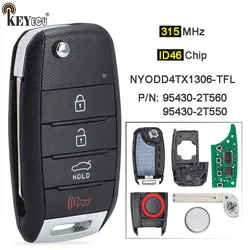 KEYECU 315 MHz ID46 Chip NYODD4TX1306-TFL 95430-2T560 95430-2T550 Odwróć pilot zdalnego sterowania do Kia Optima Soul Sportage 2014 2015