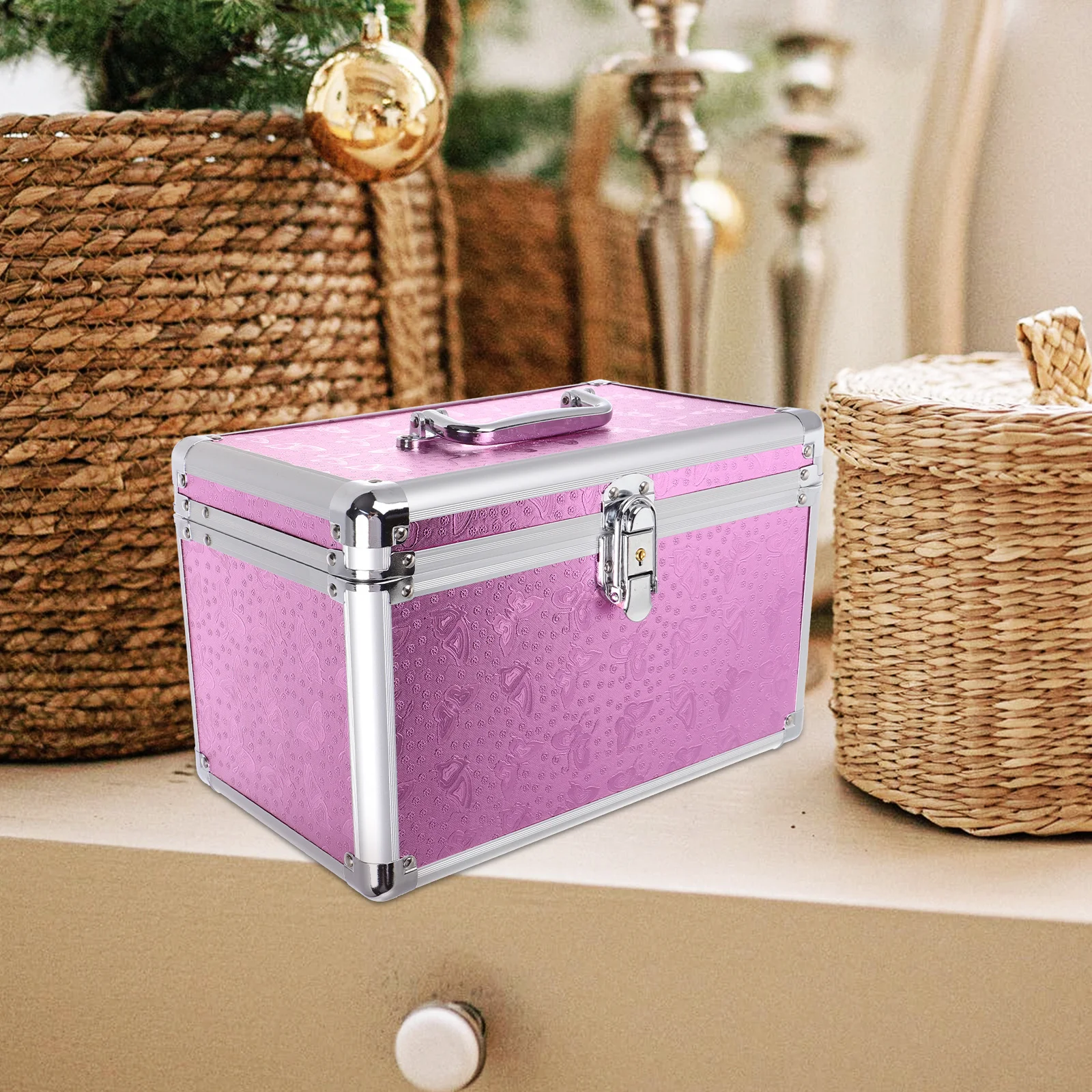 Portable Aluminum Alloy Medicine Box Large Capacity Storage Case for Home Office Travel Multi-Functional Metal Tote Holder