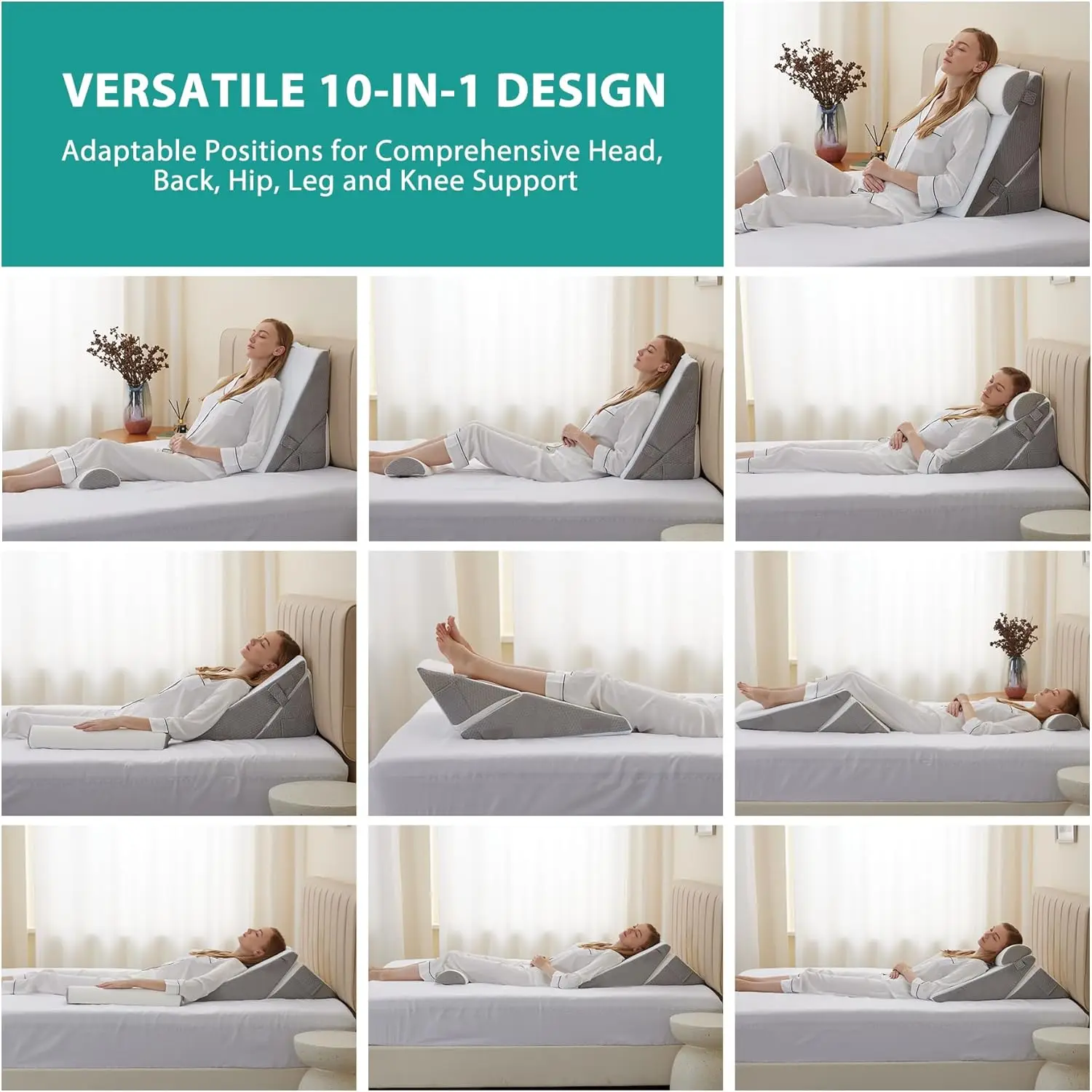 3PCS Orthopedic Wedge Pillow Set for After Surgery, Adjustable Wedge for Acid Reflux & Back Pain Relief, Sleeping & Sitting Up