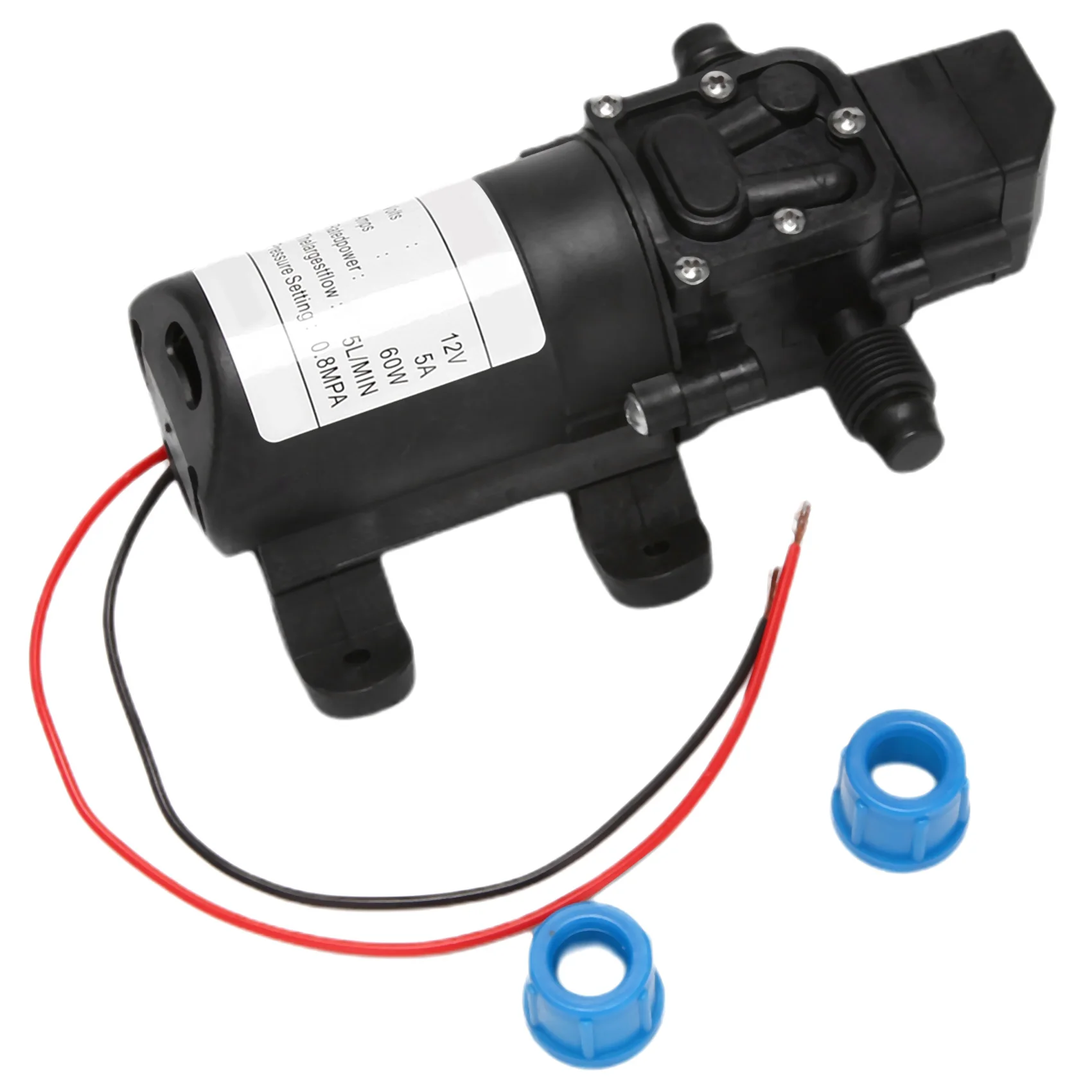 Black DC 12V 60W high-pressure mini membrane water pump automatic shutdown 5L /