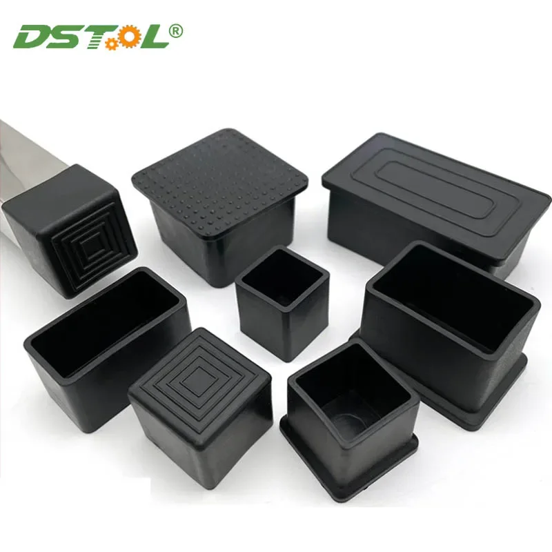 Square/Round Plastic Chair Leg Caps Non-slip Table Foot Black Dust Cover Socks Floor Protector Pads Pipe Plugs Furniture