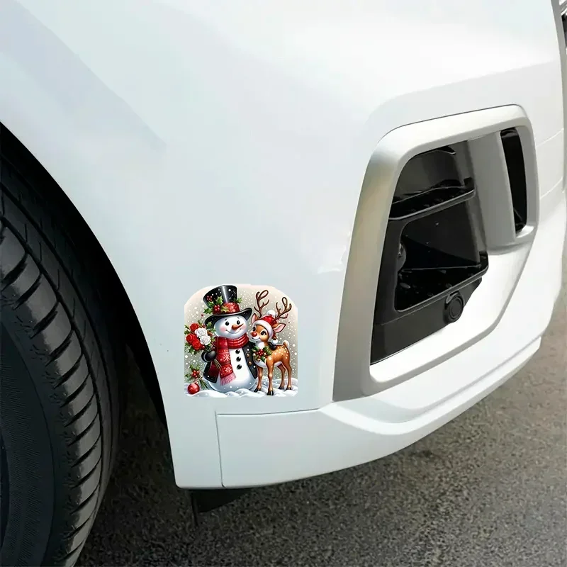 New 2D Flat Christmas Snowman Reindeer Car Stickers Waterproof for Auto Windows Motorcycle Refrigerators Universal Vinyl Decals