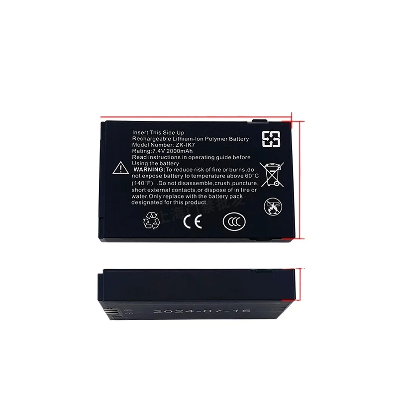 بطاريات جديدة قابلة للشحن ZK-IK7 7.4 فولت 2000 مللي أمبير في الساعة لـ ZKTeco CM20 CM60 لبطارية احتياطية Iface701/702 502/AI302 #4