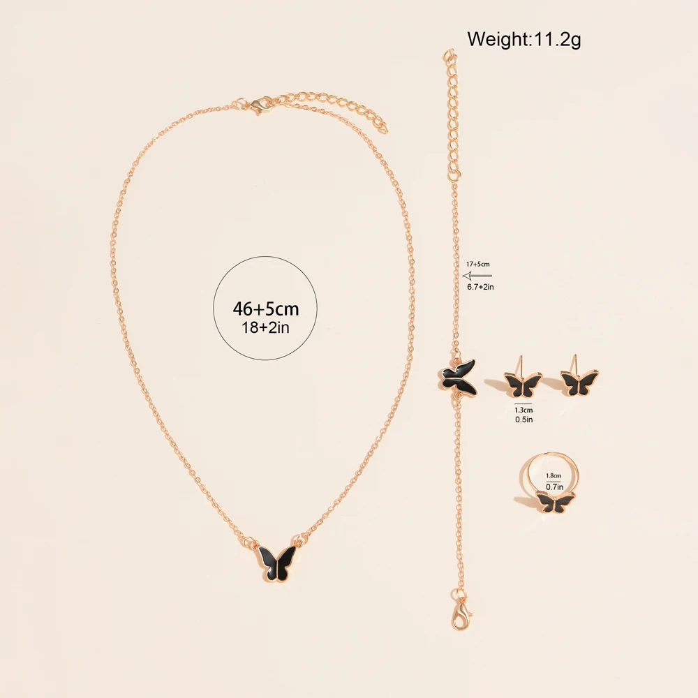 Hollow Butterfly Design Dial Ladies Watches Set Butterfly Necklace Earrings Bracelet Ring Women Fashion Simple Quartz WristWatch