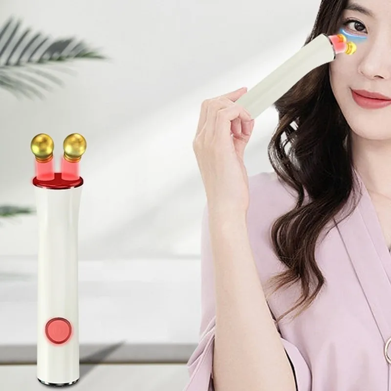 

New Handheld Eye Roller Massager Wand Heat Vibration Skin Care Beauty Device