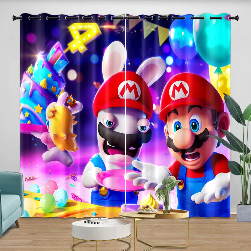 Blackout ผ้าม่าน Mario สําหรับ Window เด็ก Grommet Light Shade ห้องนอนสําเร็จรูปผ้าม่านเด็กอะนิเมะผ้าม่านตกแต่งบ้าน