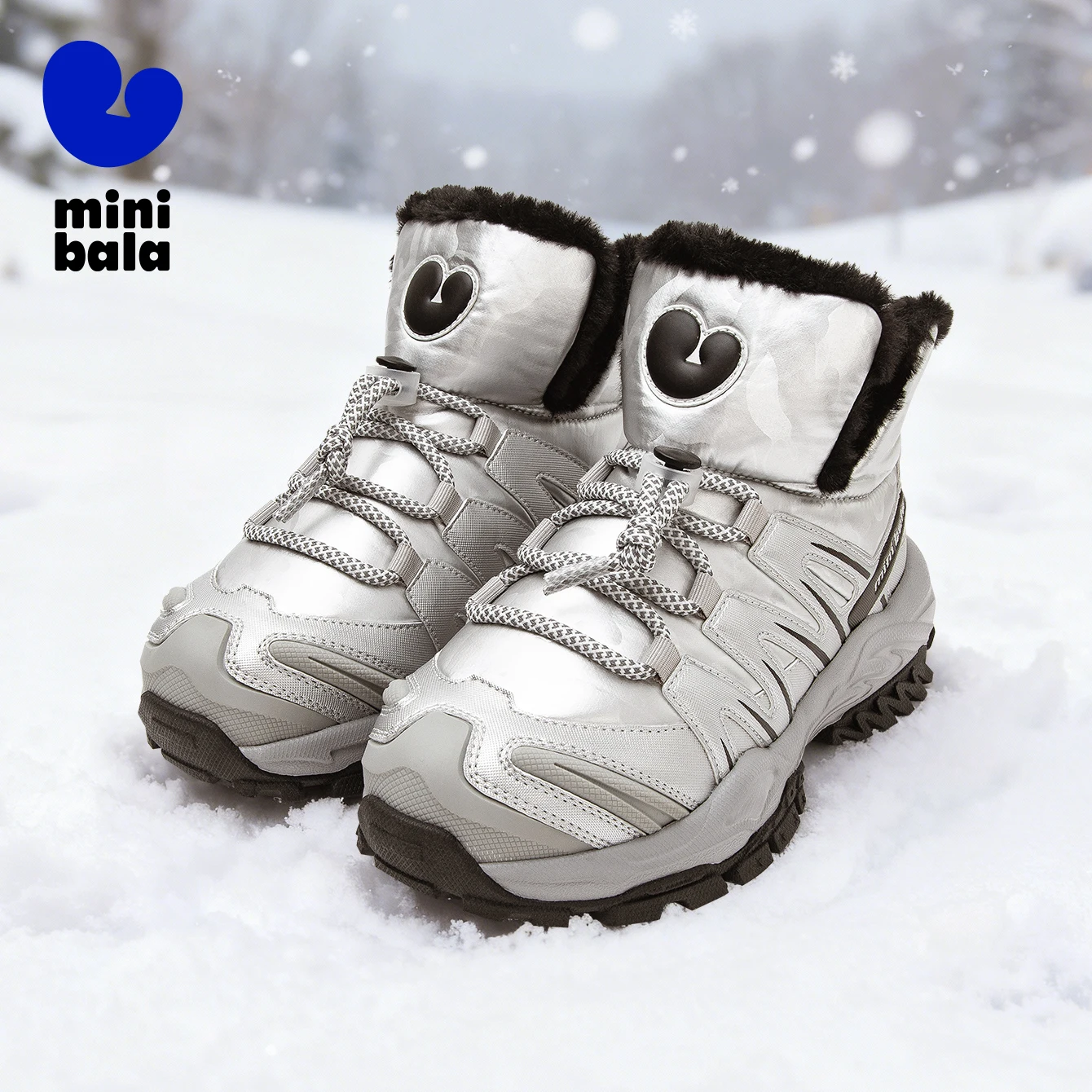 

Mini Balabala Kids Outdoor Sneakers Winter Waterproof Slip-Resistant Kick-Toe and Lace-Free Shoes