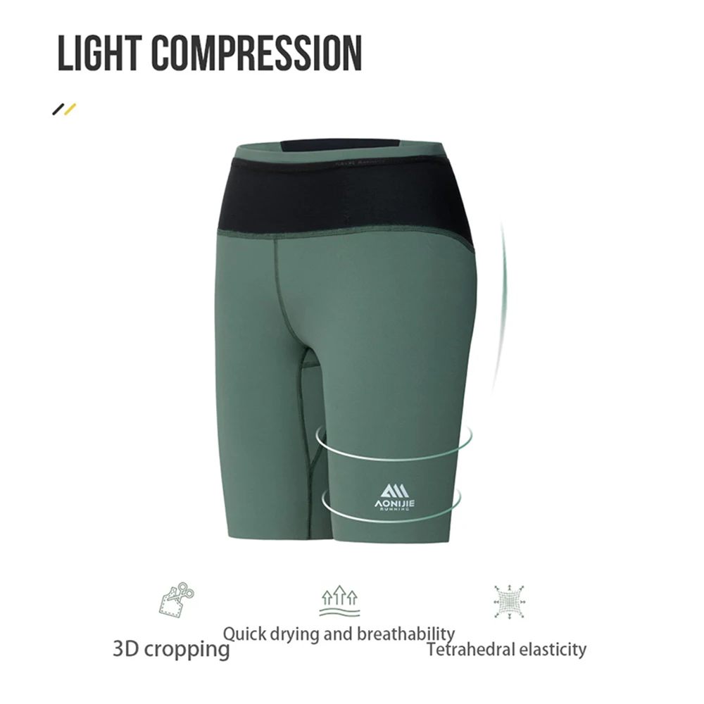 AONIJIE FW5149 Women Female Sports Skinny Midpants Quick Drying Compression Shorts With Multiple Pockets For Running Gym Cycling