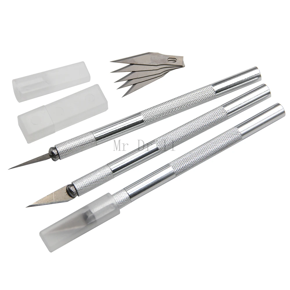 Silver metal carving knife DIY sculpture model making aluminum rod art knife wood carving blade hand tool set