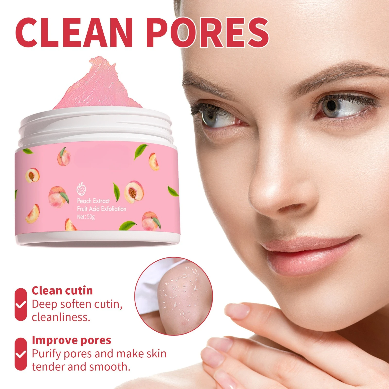 

Peach Exfoliating 140g Deep Cleansing Face Scrub 60g with Particles Face Exfoliators Remove Dead Skin Softening Skin