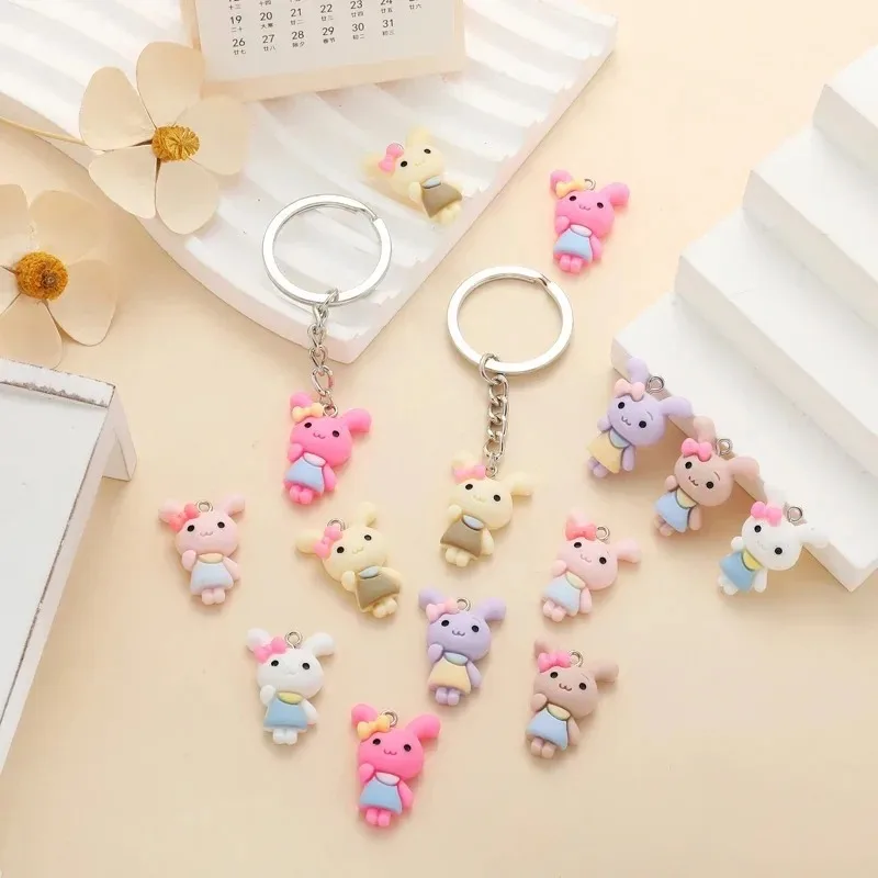 10Pcs Cute Rabbit Resin Charms DIY Jewelry Accessories for Earrings Necklaces Bracelets Keychains Handmade Decoration Making
