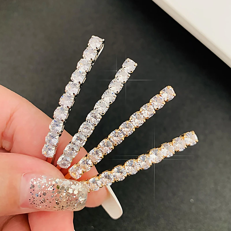 HAHA&TOTO Trendy 2 Pieces Pair Zircon Hair Pin for Women Girls Children's Bobby Pins Gold Plating Hair Clip Barrette Accessory