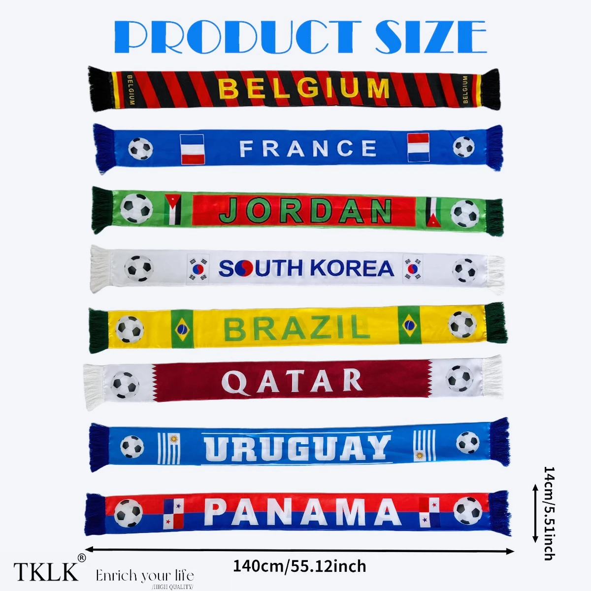 1pc Fan Scarf Banner for Men's Dressing and Accessory - World Fan Themed Scarf with Tassels Washable, Stadium Matches & Soccer