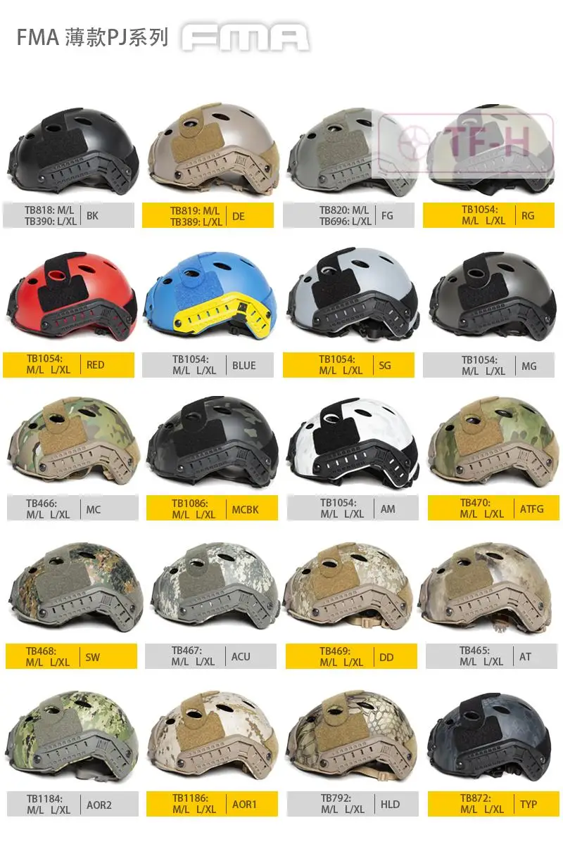 Hunting Tactical Fast PJ Cycling Helmet Outdoor Mountaineering Helmet M/L/XL 54-57CM / 58-62CM