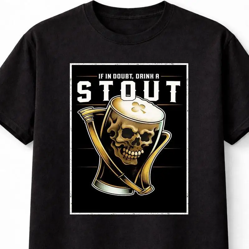 Stout T Shirt Irish Stout Skull Beer Pub Unisex Black Graphic Tee