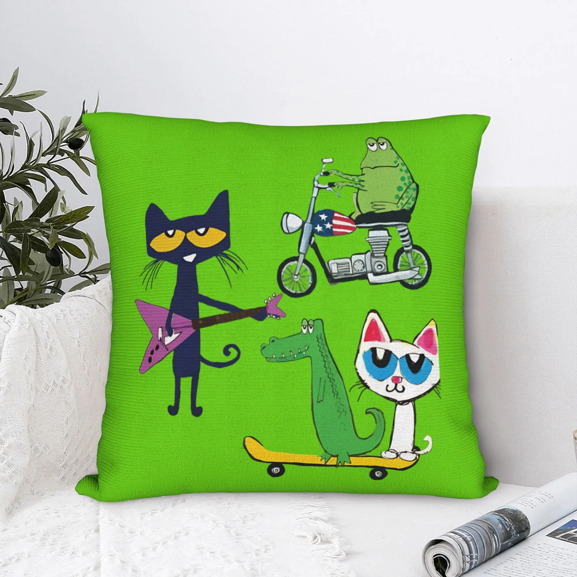 Having fun with friends petes the cat  Pillowcase Cushion Cover Decoration  Pillow Case Cover Sofa Dropshipping 45X45cm