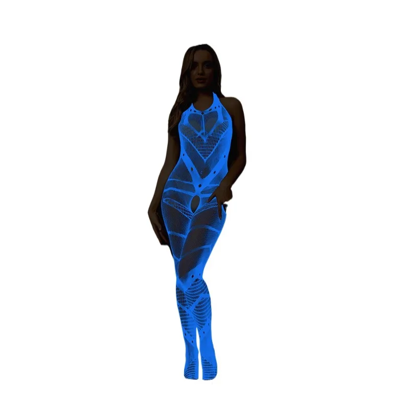 2025 New Women's Luminous Stockings Onesie Erotic Underwear Luminous Sexy Garters Blue Light Women's