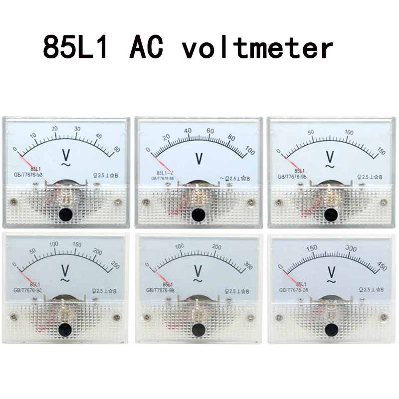 85L1  AC voltmeter Pointer type AC 0-50V  150V 250V 300V 450V 500V  600V Analog Panel Voltage Gauge Volt Meter