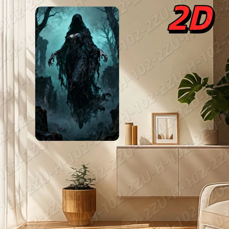 فن الحائط القوطي: مشهد إيري بغطاء للرأس وأطلال - ديكور معدني متين من الألومنيوم