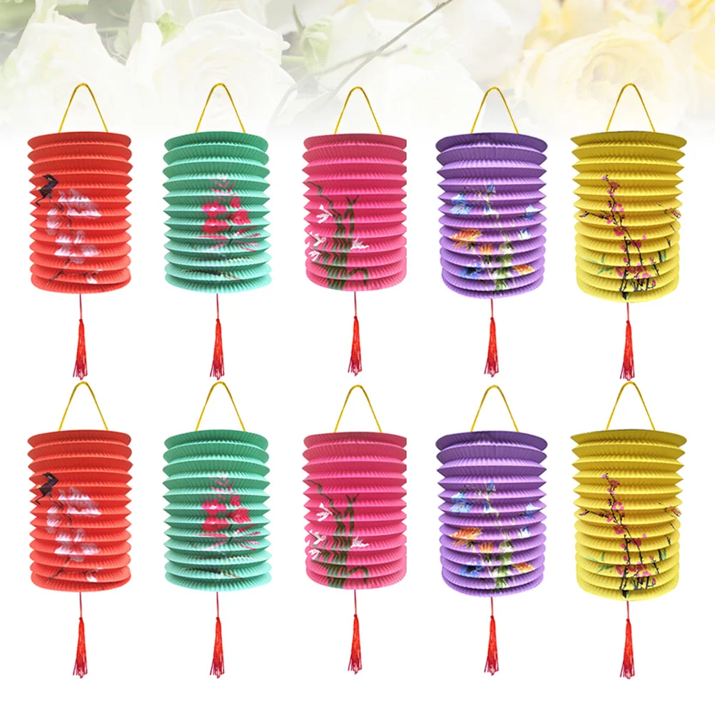 

10 Pcs Hanging Lanterns Decorative Party Supplies Chinese Paper Festival Portable