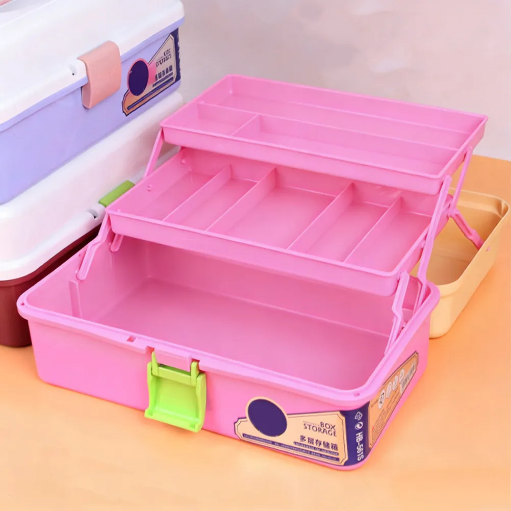 Plastic H held Storage Box Pink Gouache Paint Container Tool ganizer False Nail Display Case Stationery Holder Travel