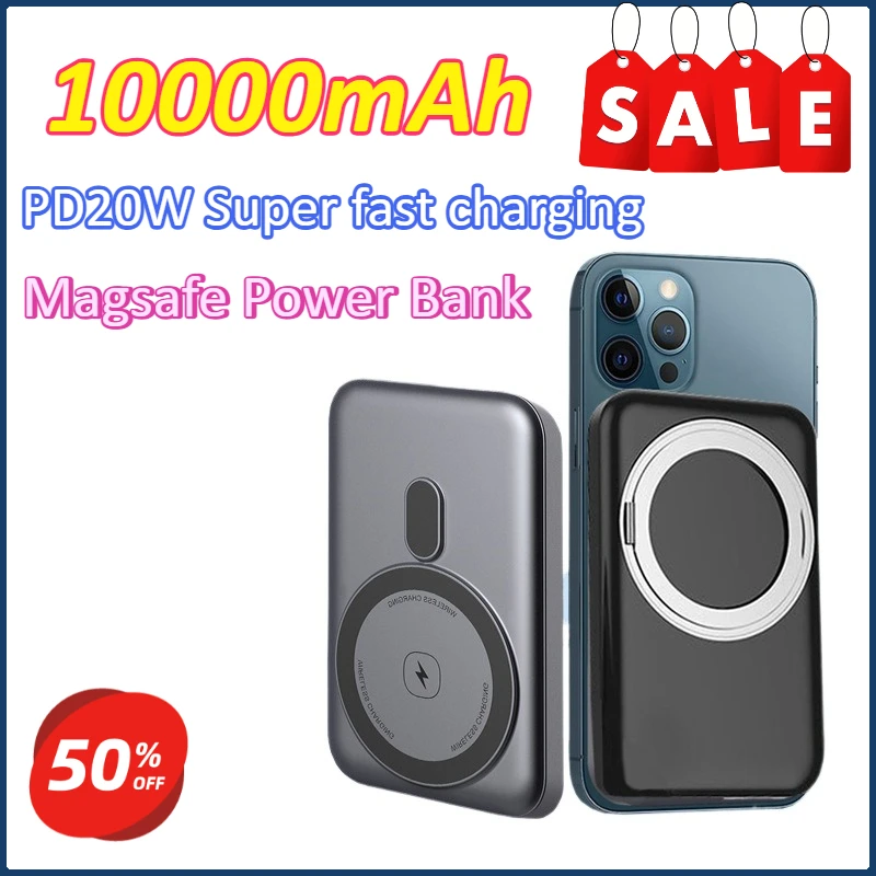 

10000mAh Magnetic Power Bank Fast Charging Portable Wireless Phone Holder For iPhone 11/12/13/14/15/16/17