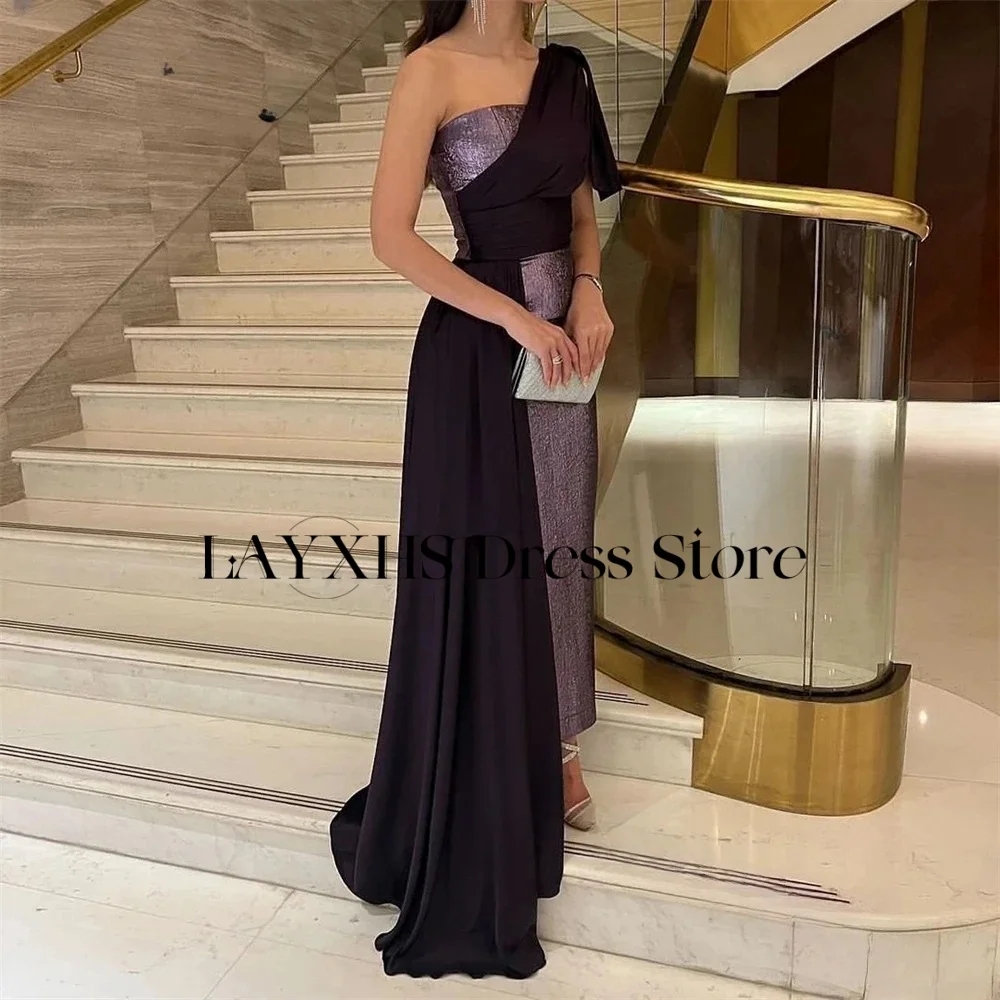 LAYXHS Elegante One-Shoulder-Abendkleider, glänzende Meerjungfrau-Falten-Abschlussballkleider für Damen, maßgeschneidert