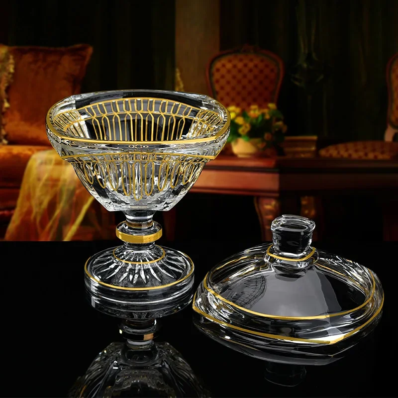 H1 high-end home creative ornament crystal glass fruit bucket fruit plate living room household dried fruit plate