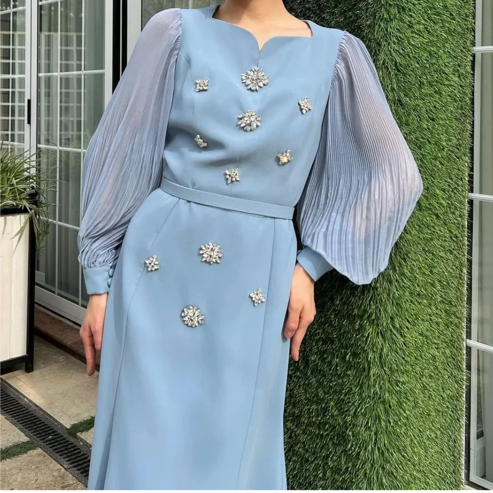 Muloong V-Neck Tea-Length Women Elegant And Pretty Luxury Prom Dress