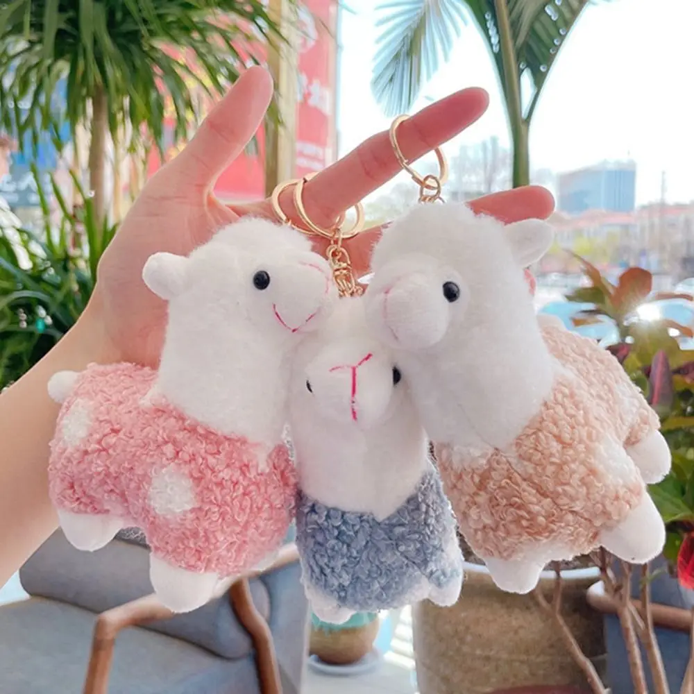 Portachiavi creativo in alpaca cartone animato, giocattolo carino, borsa da scuola, portachiavi, bambola di peluche, ciondolo chiave, uomo donna