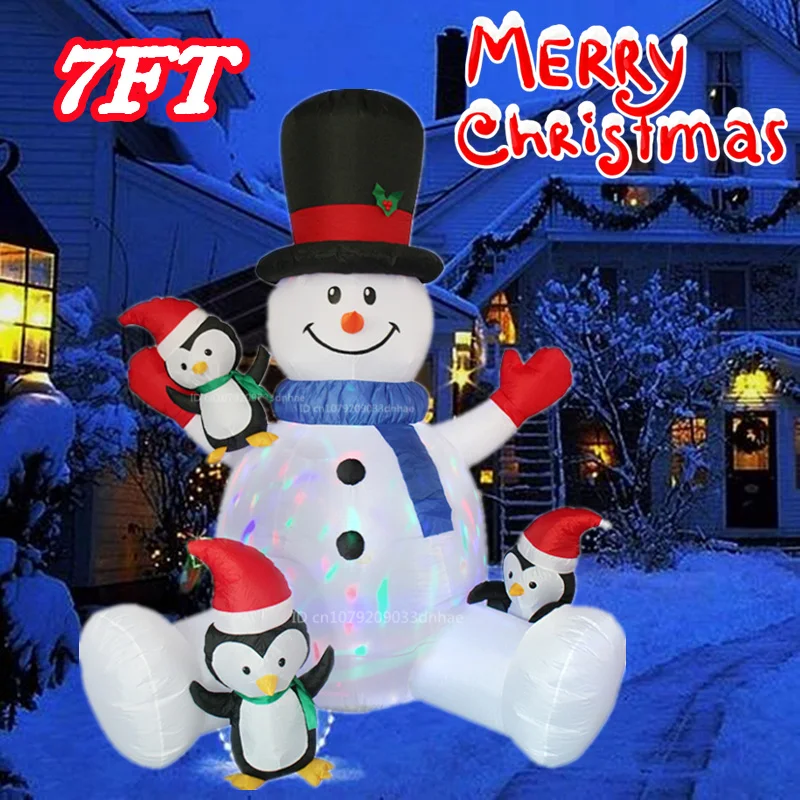 

2.1M/7FT Christmas Inflatable Sitting Snowman Penguin With LED Lights Outdoor Courtyard Festival Carnival Party Decoration Props