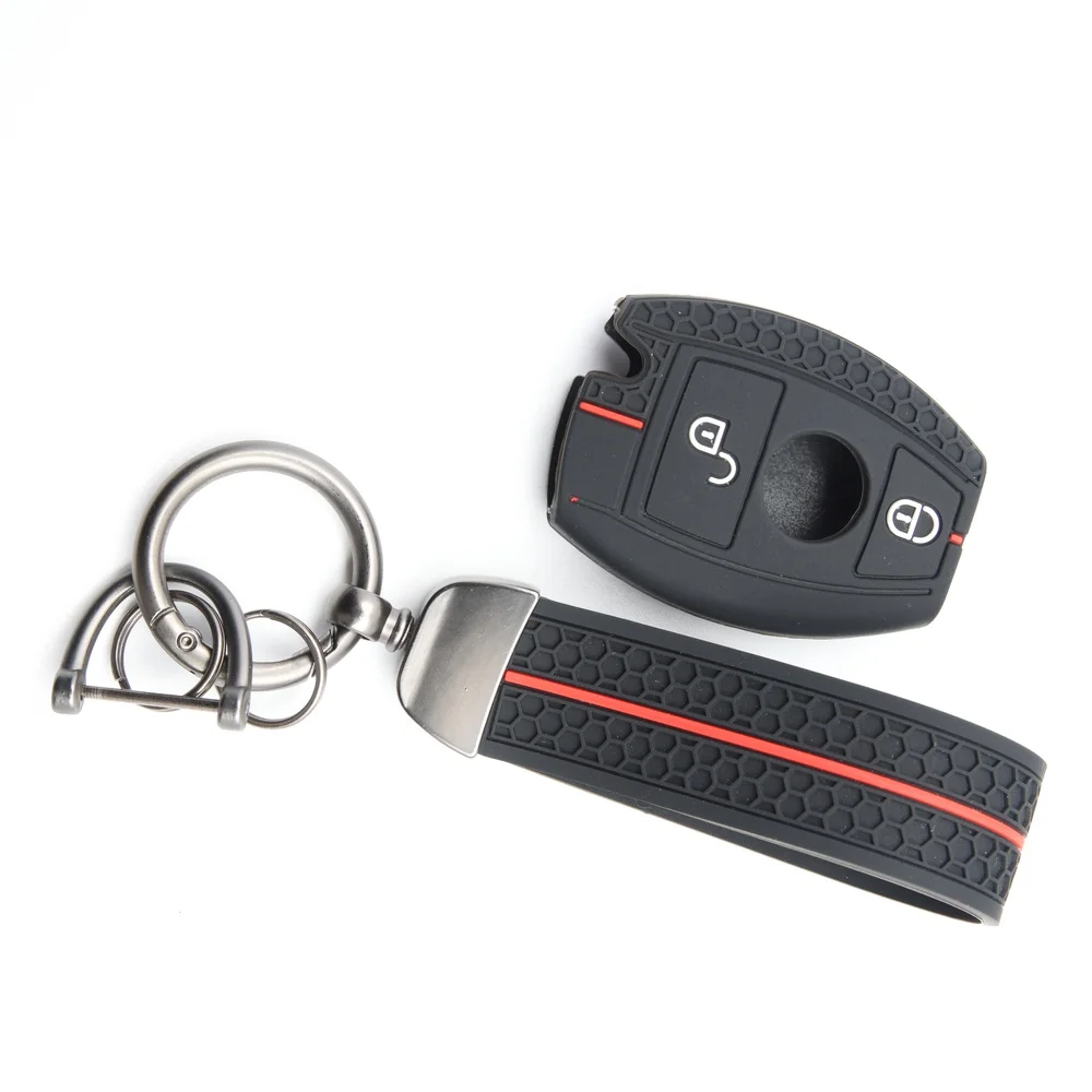 2 Button Keychain For Mercedes Benz A B G R Class GLA GLK W176 W204 W251 W463 Silicone Car Remote Key Case Cover Fob Accessories