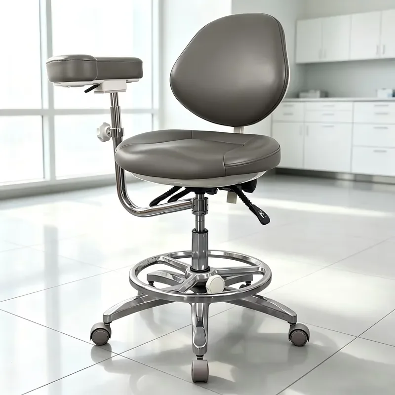 Adjustable Dental Assistant Stool with Single Armrest High Density Molded Foam Ergonomic Design for Clinic Use Multiple