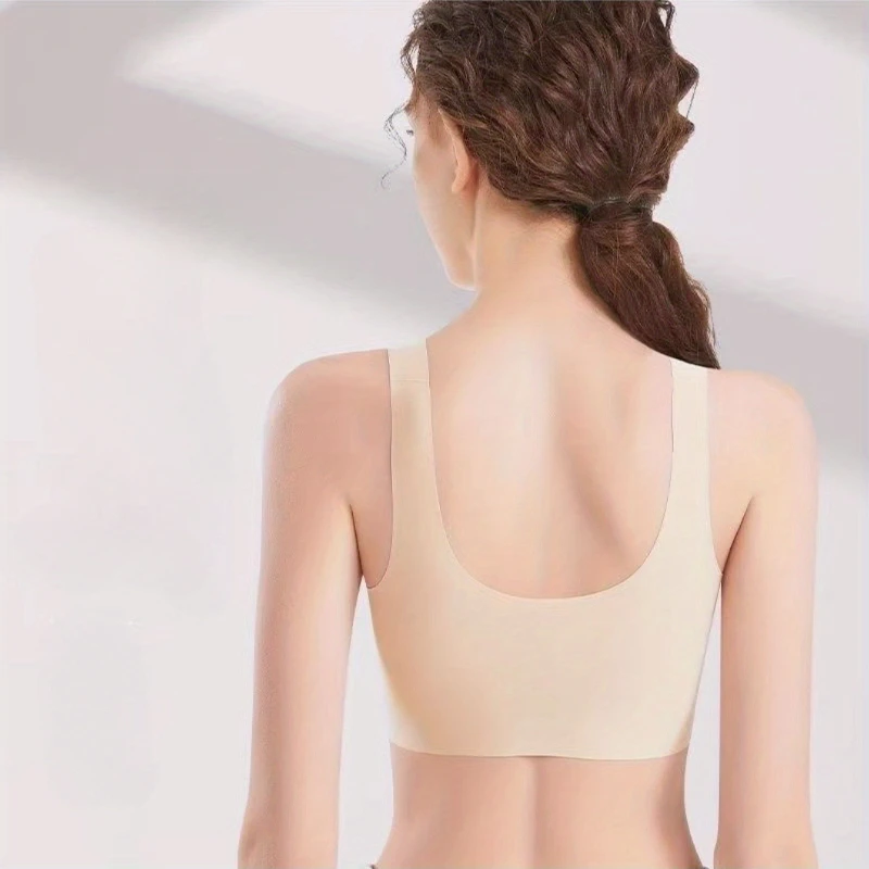 Women's bra solid color simple - comfortable and breathable women's bra sports back seamless bra machine washable 4-piece set