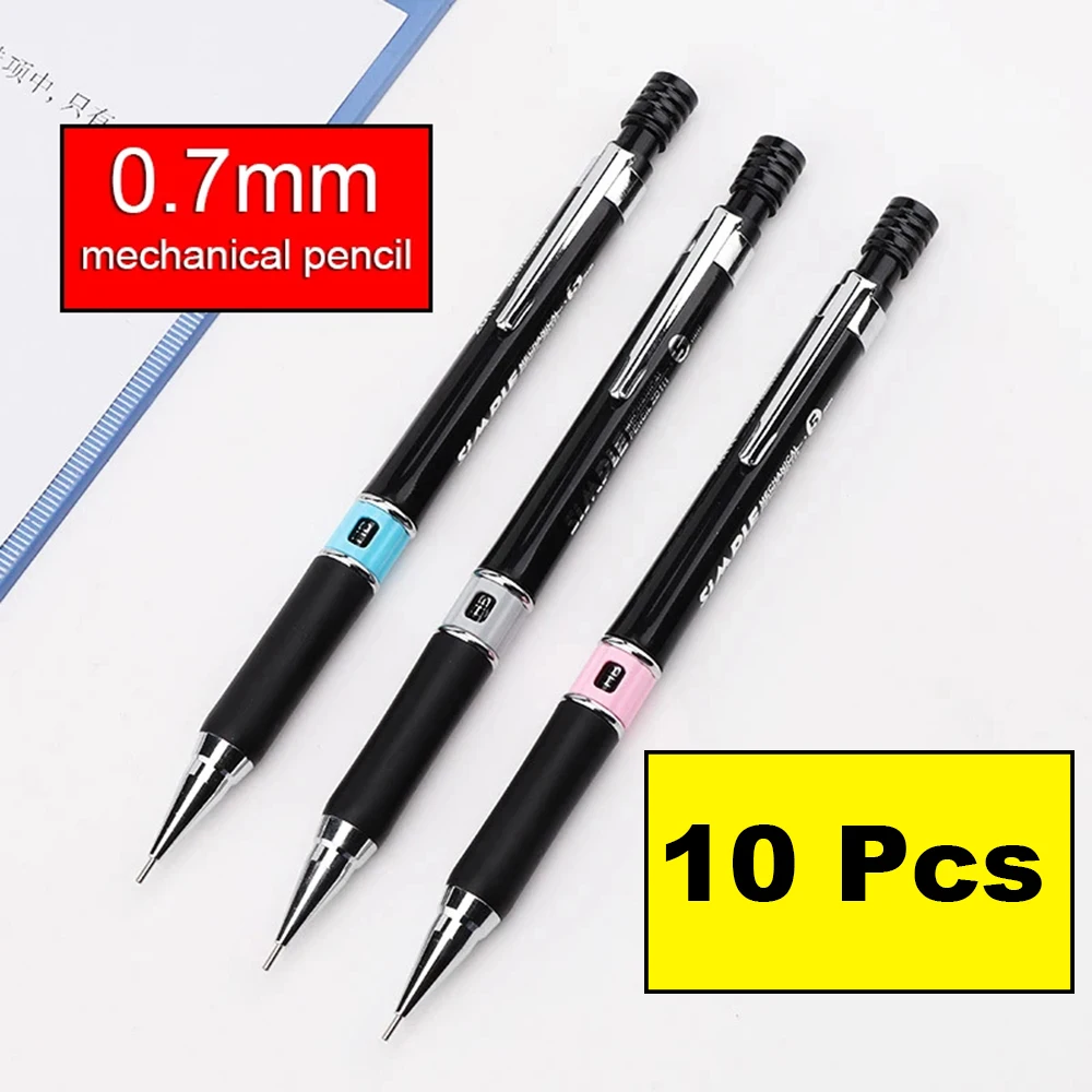 5/10 Pcs Student mechanical pencil press type 0.5/0.7mm write comics hand-painted with eraser drawing art painting HB pencil